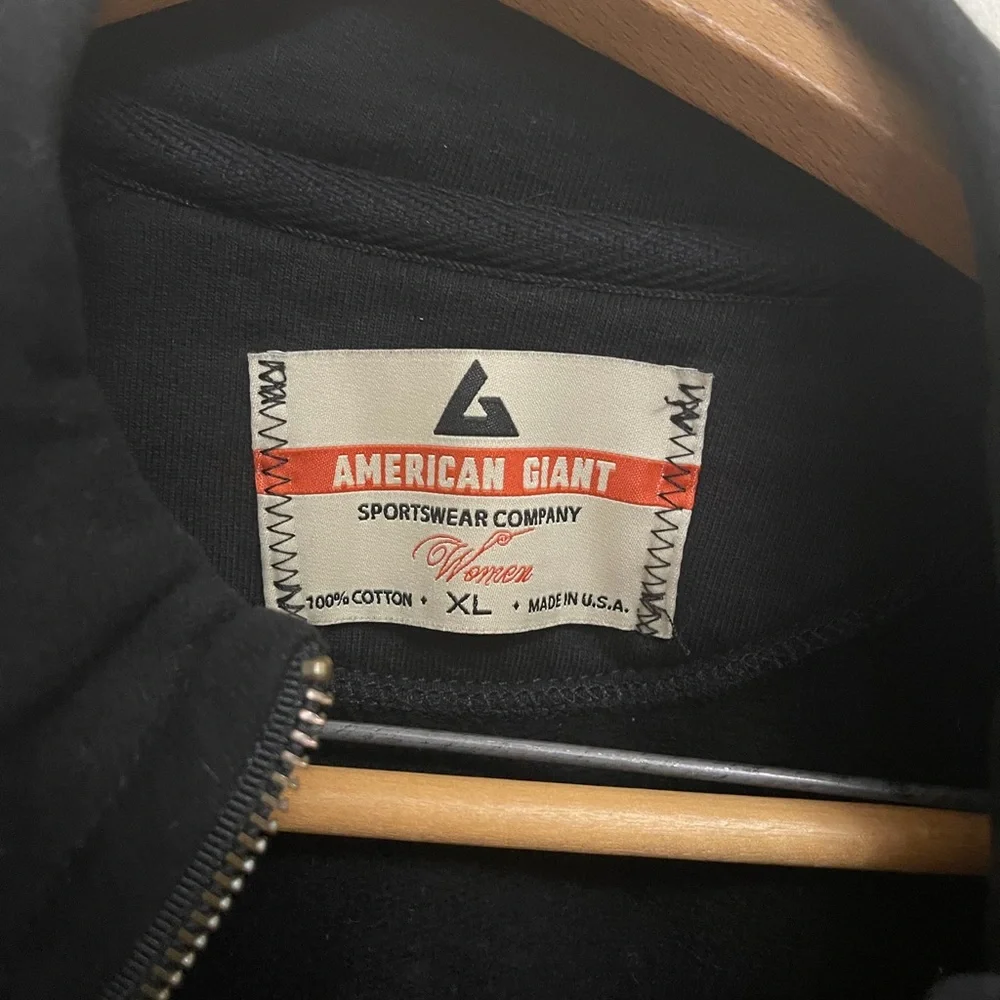 American Giant Women's Black Zip Front Bomber Jacket made in USA - Picture 10 of 10